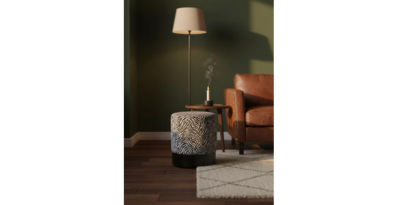 HOCKER in Holz, Metall, Textil Schwarz, Weiß  - Schwarz/Weiß, KONVENTIONELL, Holz/Textil (35/42/35cm) - Xora