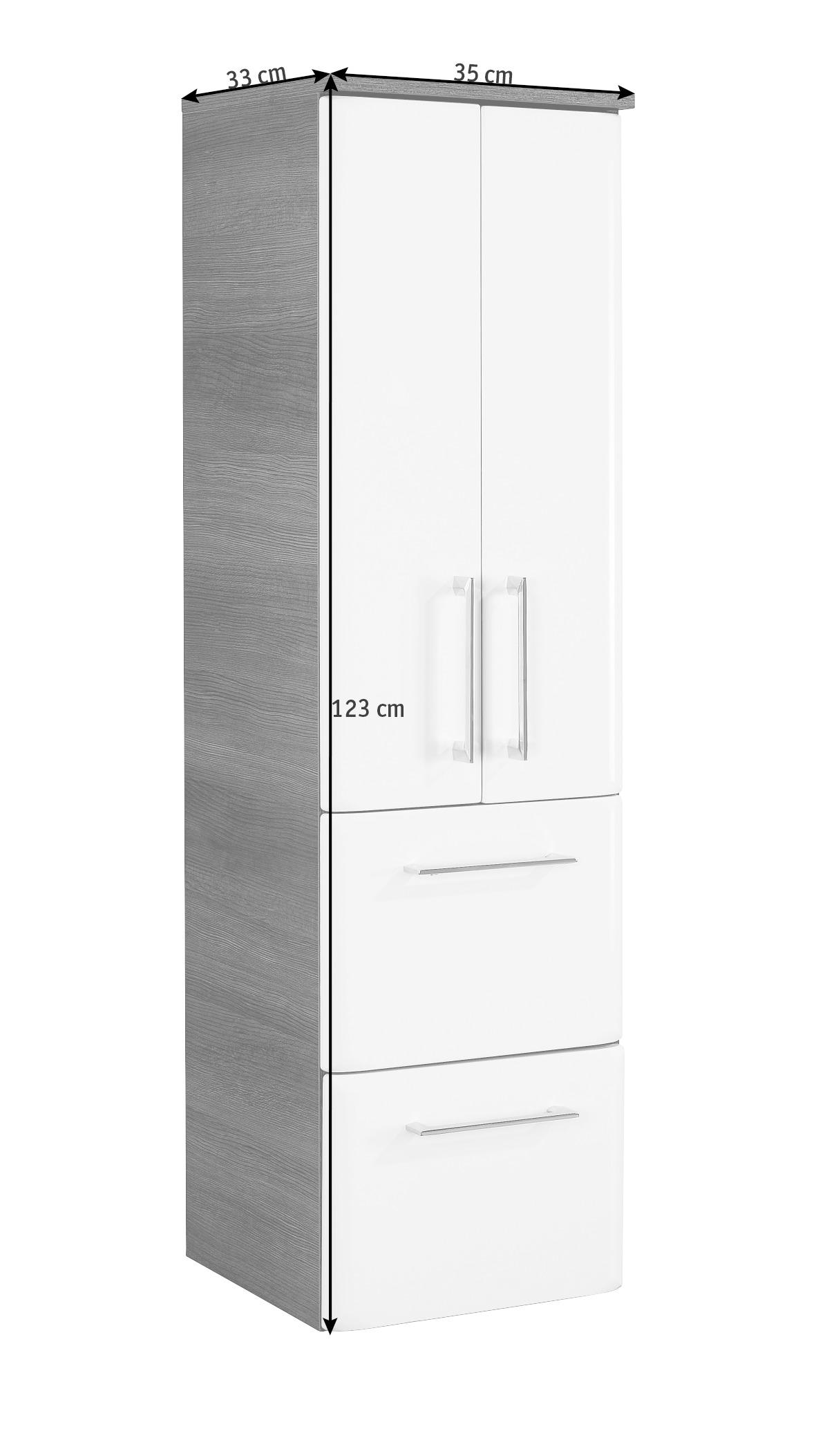 SREDNJE VISOKA OMARA 35/123/33 cm  - barve kroma/bela, Konvencionalno, leseni material (35/123/33cm) - Xora