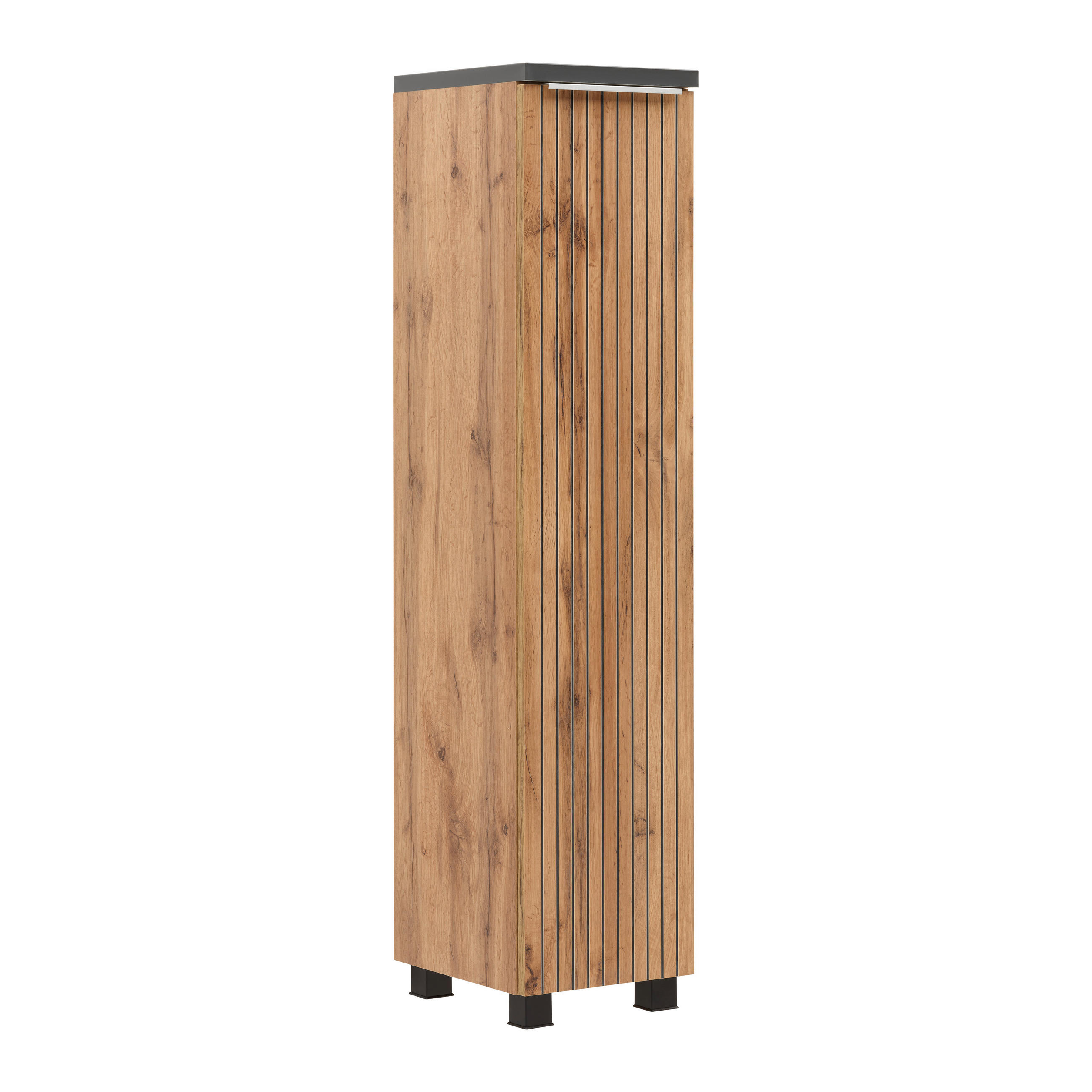 Midischrank Jakarta 30/130/35 cm  - Eiche Wotan/Schwarz, MODERN, Holzwerkstoff/Kunststoff (30/130/35cm) - Held