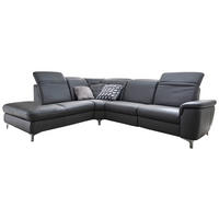 ECKSOFA Echtleder Anthrazit  - Chromfarben/Anthrazit, Konventionell, Leder/Metall (242/292cm) - Cantus