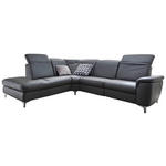 ECKSOFA in Echtleder Anthrazit  - Chromfarben/Anthrazit, KONVENTIONELL, Leder/Metall (242/292cm) - Cantus