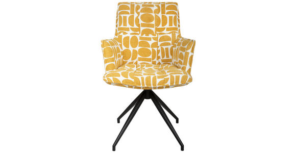 ARMLEHNSTUHL in Eisen Jacquard - Gelb/Schwarz, Design, Textil/Metall (59/89,5/63cm) - Novel