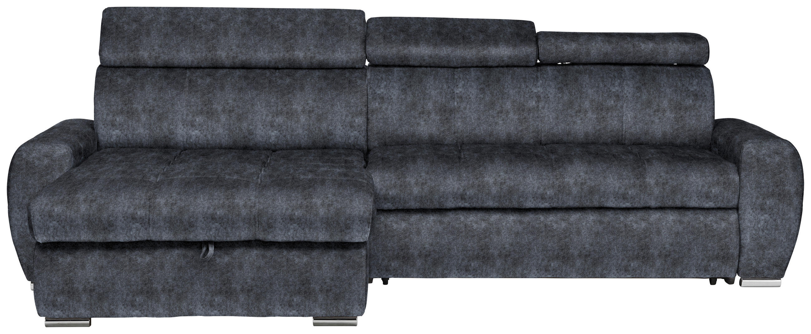 ECKSOFA Grau Velours  - Chromfarben/Grau, Design, Kunststoff/Textil (173/276cm) - Stylife