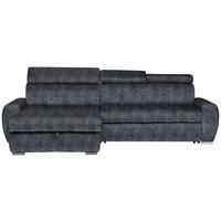 ECKSOFA Grau Velours  - Chromfarben/Grau, Design, Kunststoff/Textil (173/276cm) - Stylife