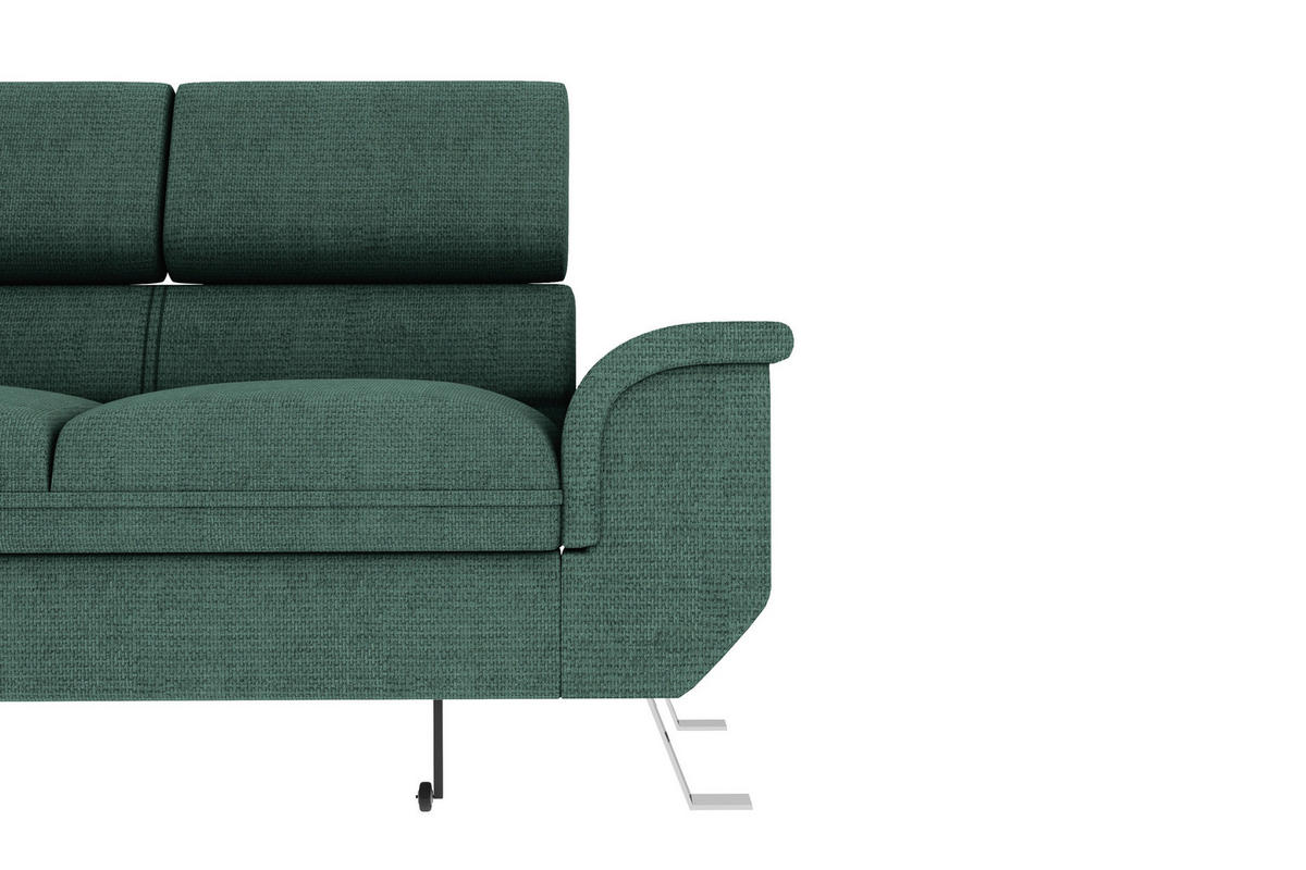 ECKSOFA Dunkelgrün Struktur  - Dunkelgrün/Silberfarben, KONVENTIONELL, Textil/Metall (207/268cm) - Carryhome