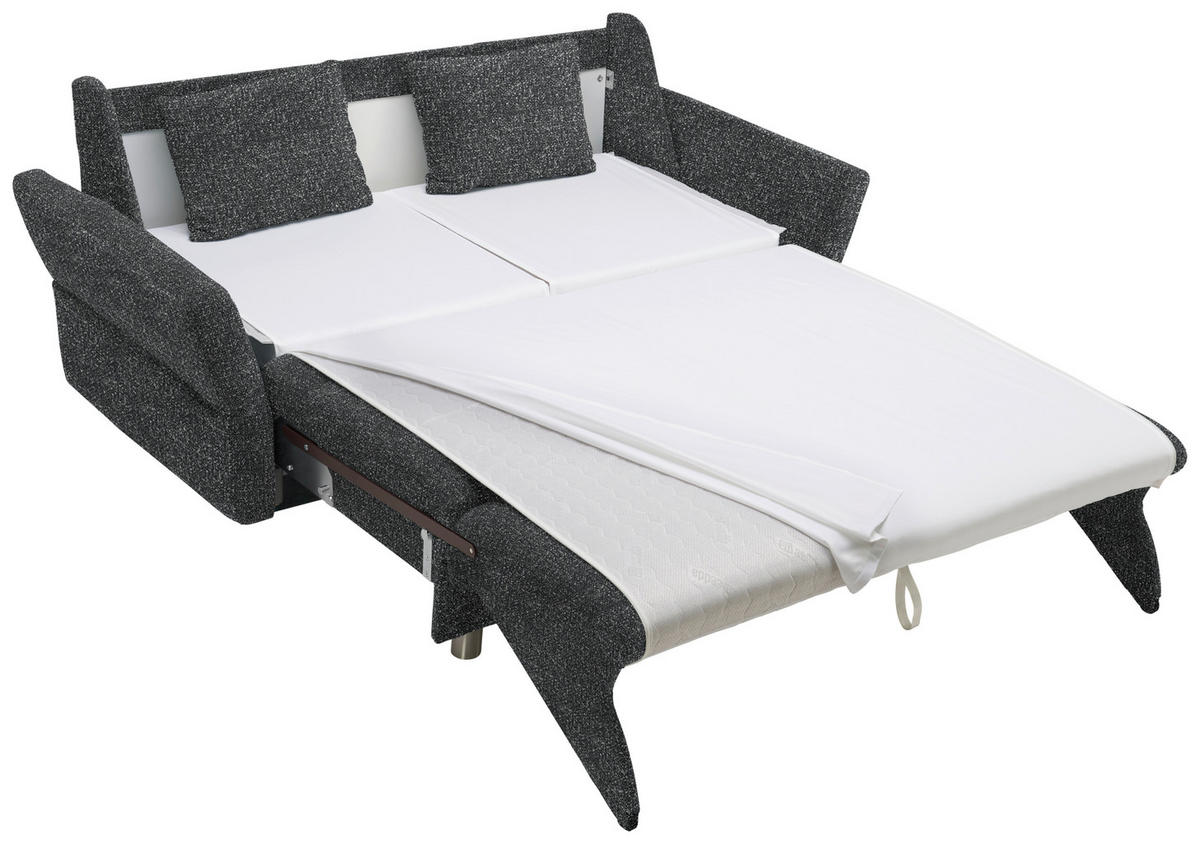 SCHLAFSOFA  in Mikrovelours Anthrazit  - Anthrazit/Alufarben, KONVENTIONELL, Kunststoff/Textil (176/88/91cm) - Sedda