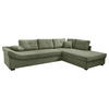 ECKSOFA in Cord Salbeigrün  - Salbeigrün/Schwarz, KONVENTIONELL, Holz/Textil (298/202cm) - Carryhome