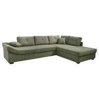 ECKSOFA in Cord Salbeigrün  - Salbeigrün/Schwarz, KONVENTIONELL, Holz/Textil (298/202cm) - Carryhome