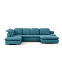 WOHNLANDSCHAFT Blau Chenille  - Chromfarben/Blau, Design, Textil/Metall (212/353/165cm) - Livetastic