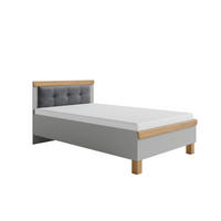 BETT 120/200 cm,  in Grau, Eichefarben,  - Eichefarben/Grau, KONVENTIONELL, Holz/Textil (120/200cm) - Cantus