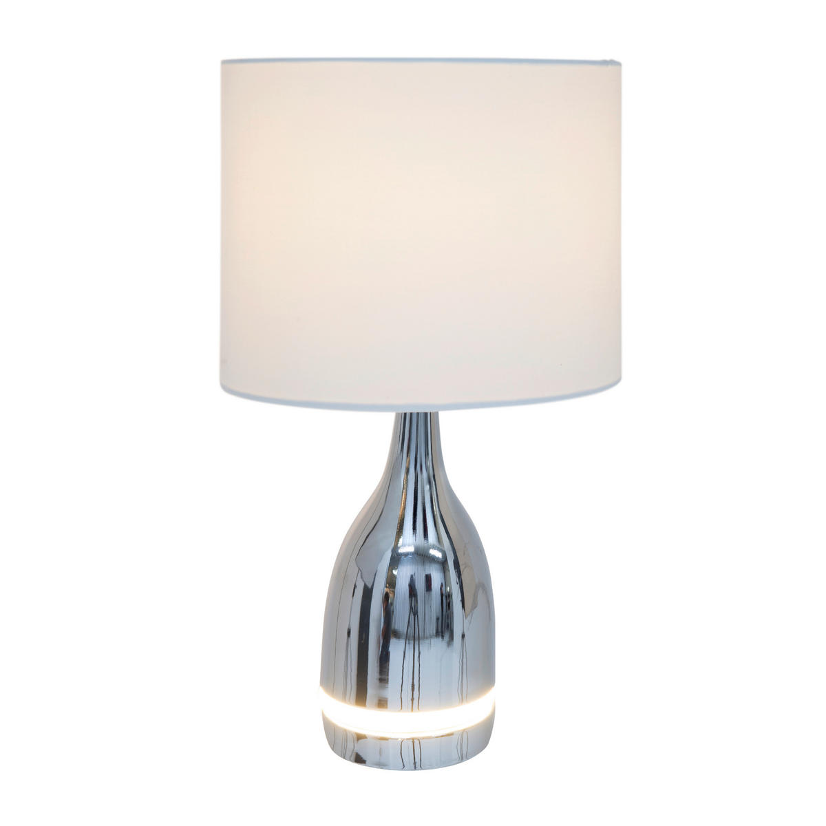 LED-TISCHLEUCHTE 25/43,5 cm   - Chromfarben/Weiß, KONVENTIONELL, Kunststoff/Textil (25/43,5cm) - Näve