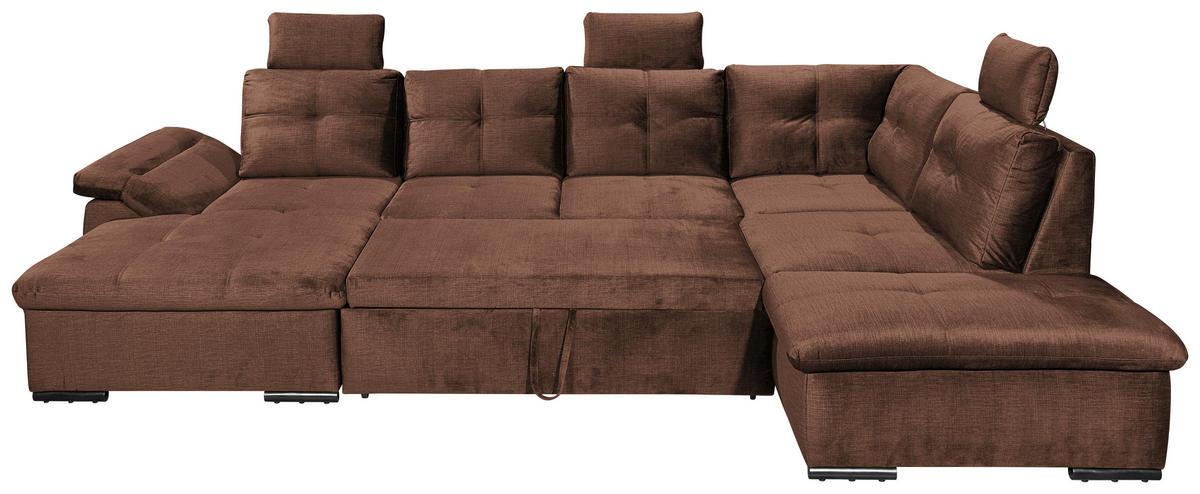 WOHNLANDSCHAFT in Mikrovelours Kupferfarben  - Schwarz/Kupferfarben, Konventionell, Kunststoff/Textil (127/334/217cm) - Carryhome