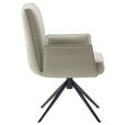 ARMLEHNSTUHL  Lederauswahl, Wippfunktion, Sitzfläche 360° drehbar  Echtleder  - Creme/Schwarz, Design, Leder/Metall (63/89/65cm) - Valnatura