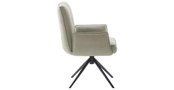 ARMLEHNSTUHL  Lederauswahl, Wippfunktion, Sitzfläche 360° drehbar  Echtleder  - Creme/Schwarz, Design, Leder/Metall (63/89/65cm) - Valnatura