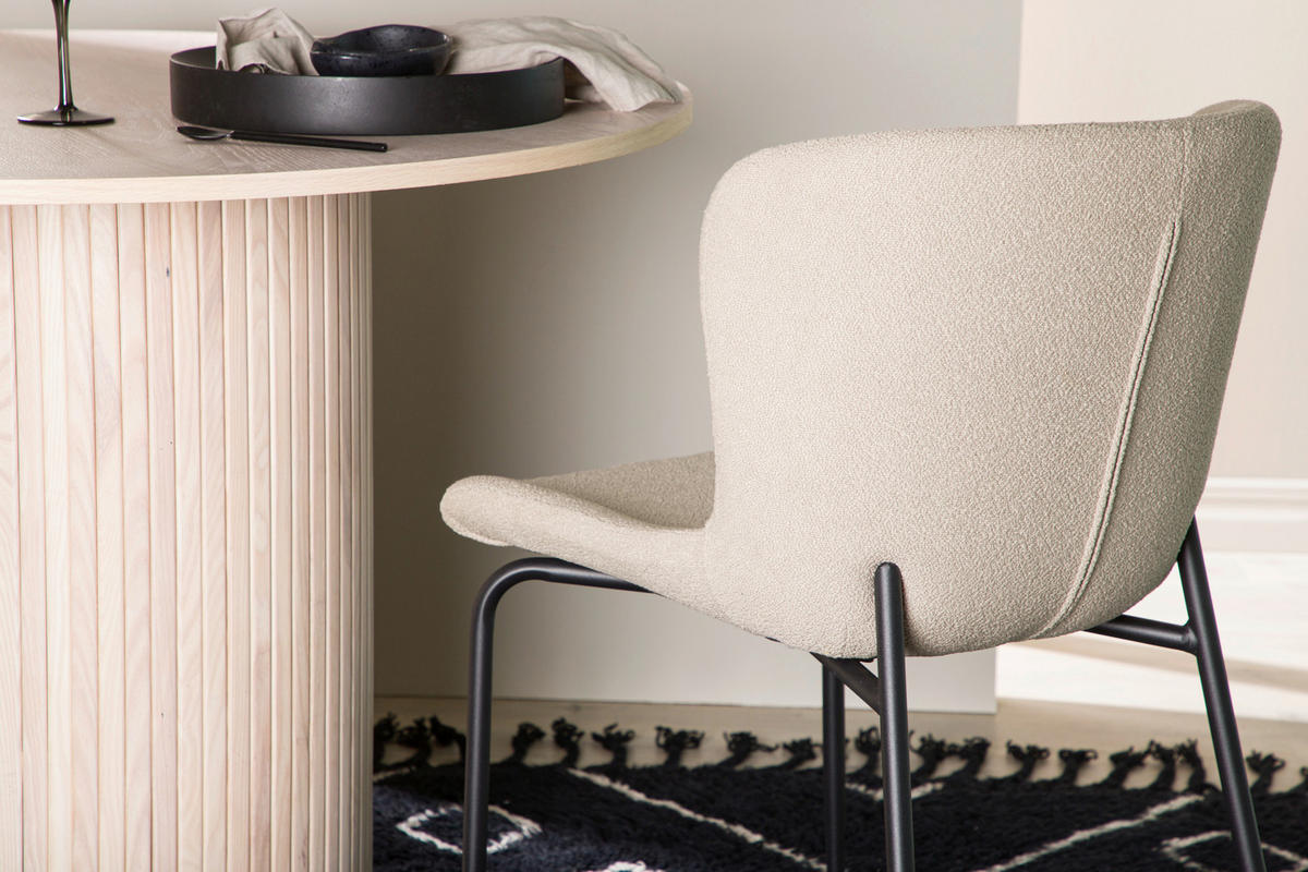 STUHL-SET 2 Stück  in Stahl Bouclé  - Beige/Schwarz, Design, Kunststoff/Textil (48/79,5/54cm) - Livetastic