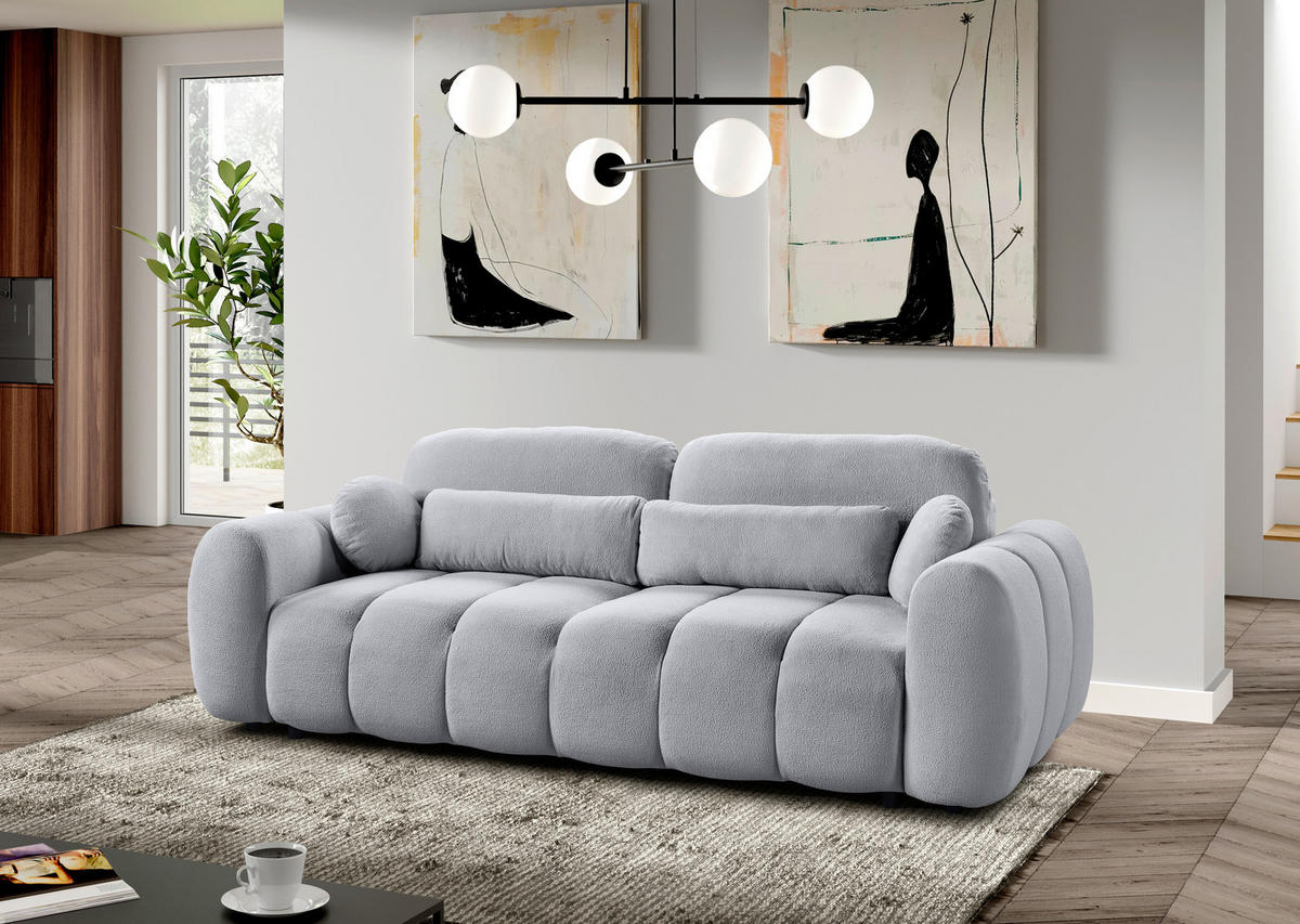 SCHLAFSOFA  mit Webstoff Grau  - Schwarz/Grau, KONVENTIONELL, Kunststoff/Textil (262/93/117cm) - Carryhome