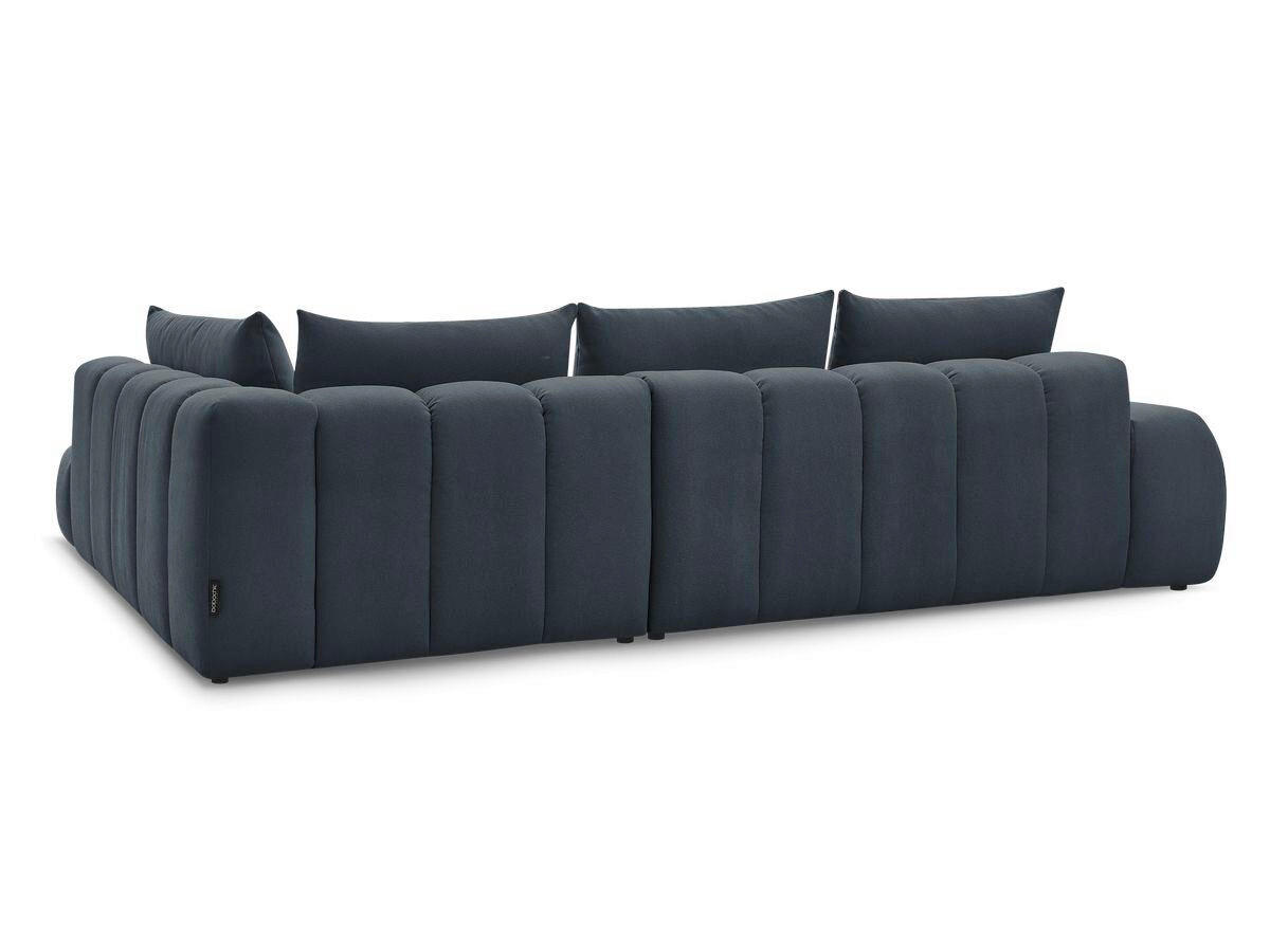 ECKSOFA Ottomane rechts  EVEREST Dunkelblau Struktur  - Schwarz/Dunkelblau, MODERN, Kunststoff/Textil (352/210cm) - Livetastic