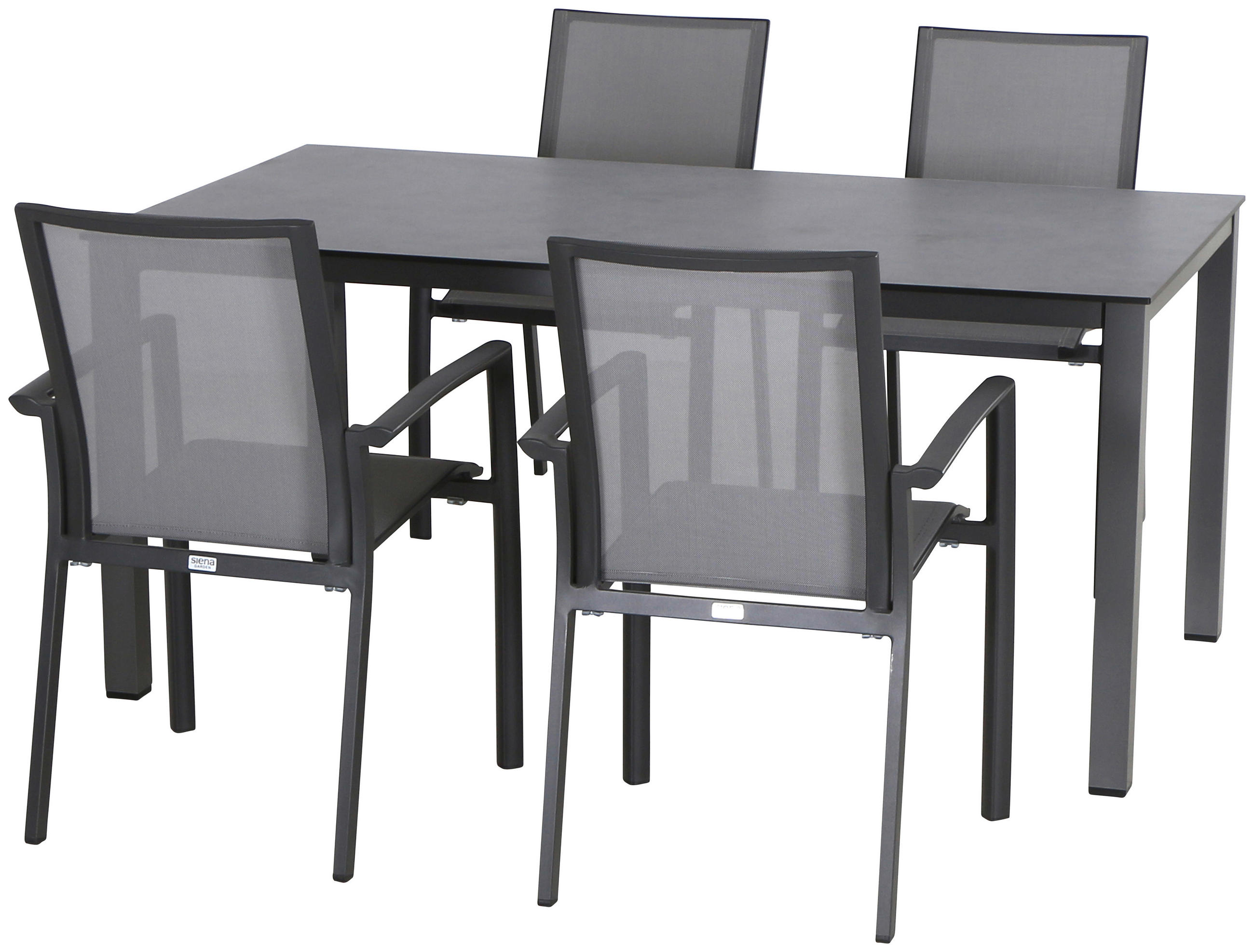 GARTENTISCHGRUPPE Aluminium  - Anthrazit/Schwarz, KONVENTIONELL, Keramik/Textil - Gardenson