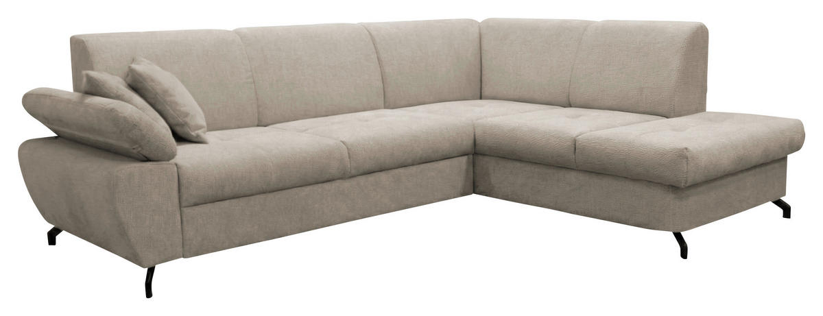 ECKSOFA CORA in Chenille Taupe  261/198 cm  - Taupe/Schwarz, Design, Textil/Metall (261/198cm) - MID.YOU