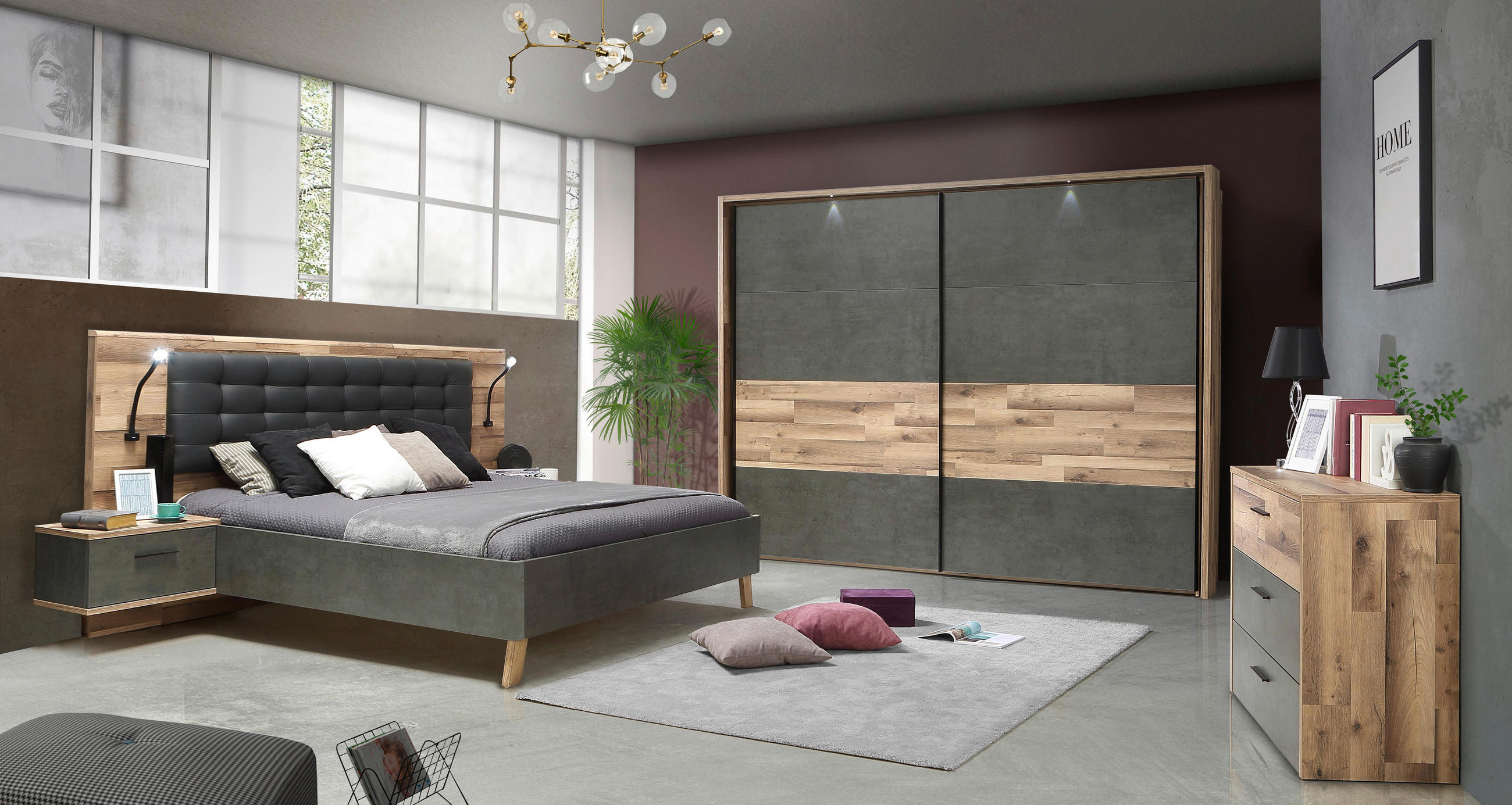 Thumbnail - Ti'me Passepartoutrahmen, Eiche, Holzwerkstoff, 281x216x24 cm, Beleuchtung,Beleuchtung, Schlafzimmer, Kleiderschränke, S...