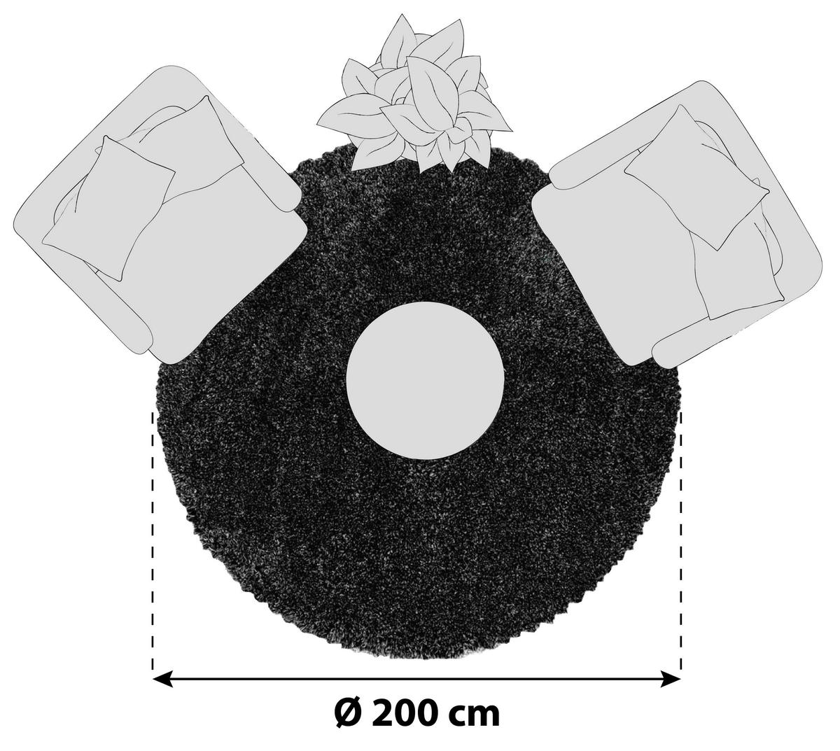 TEPIH VISOKOG FLORA  200 cm  antracit  Fluffy 3500 Athrazit  - antracit, Basics, tekstil (200cm)