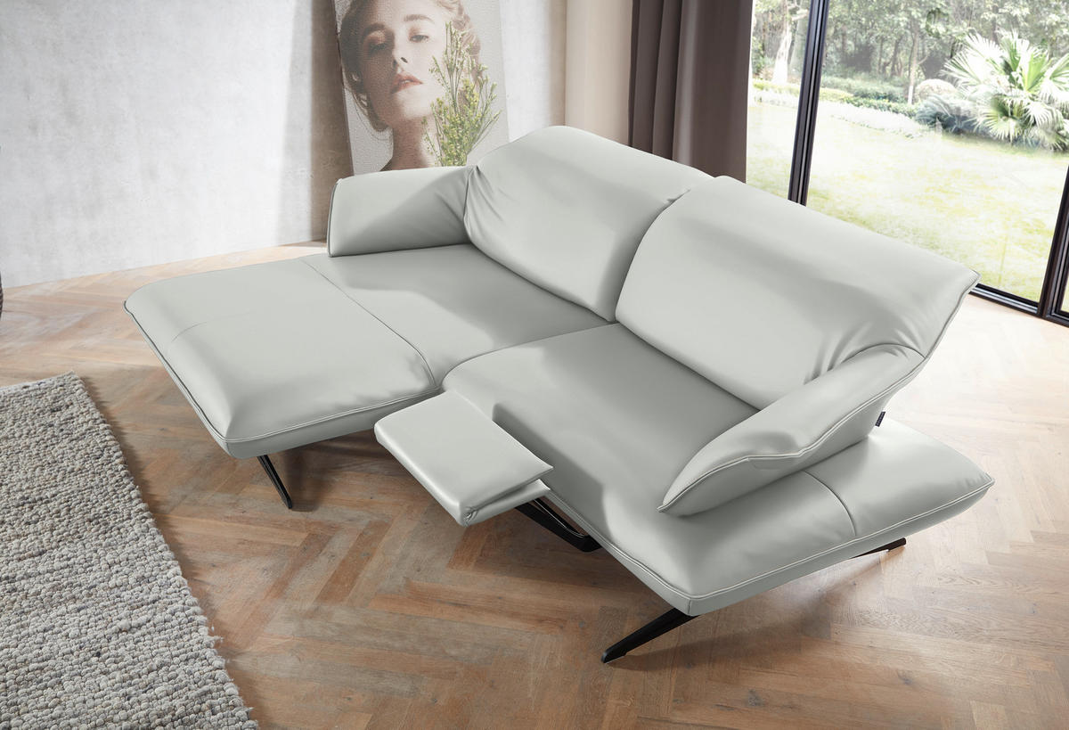 ECKSOFA in Echtleder Weiss  - Weiss/Beige, Design, Leder/Metall (169/252cm) - Koinor