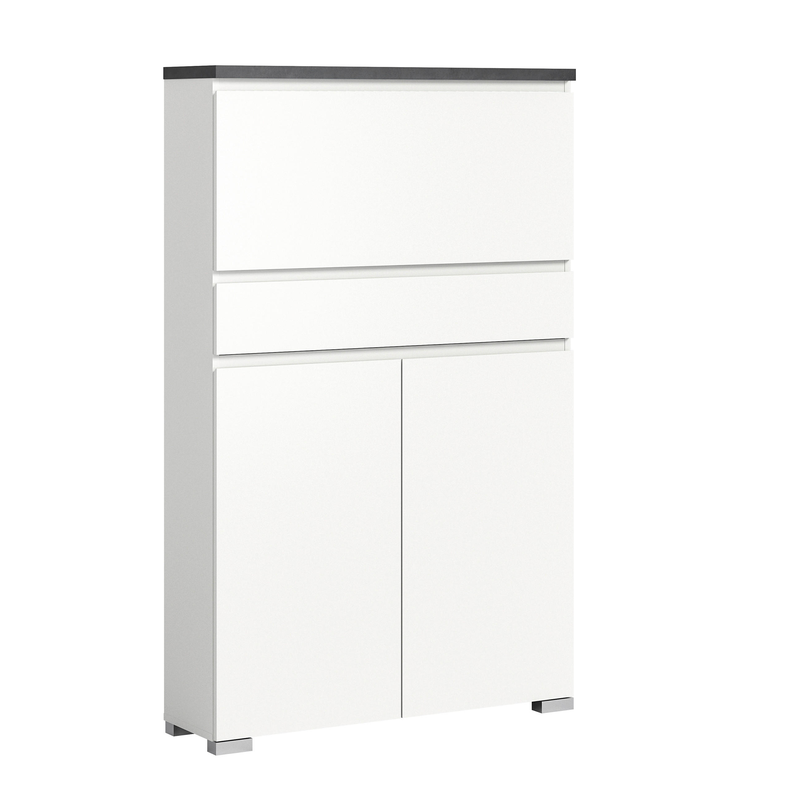 SCHUHSCHRANK Grau, Weiß  - Silberfarben/Weiß, MODERN, Holzwerkstoff (95/152/27cm)