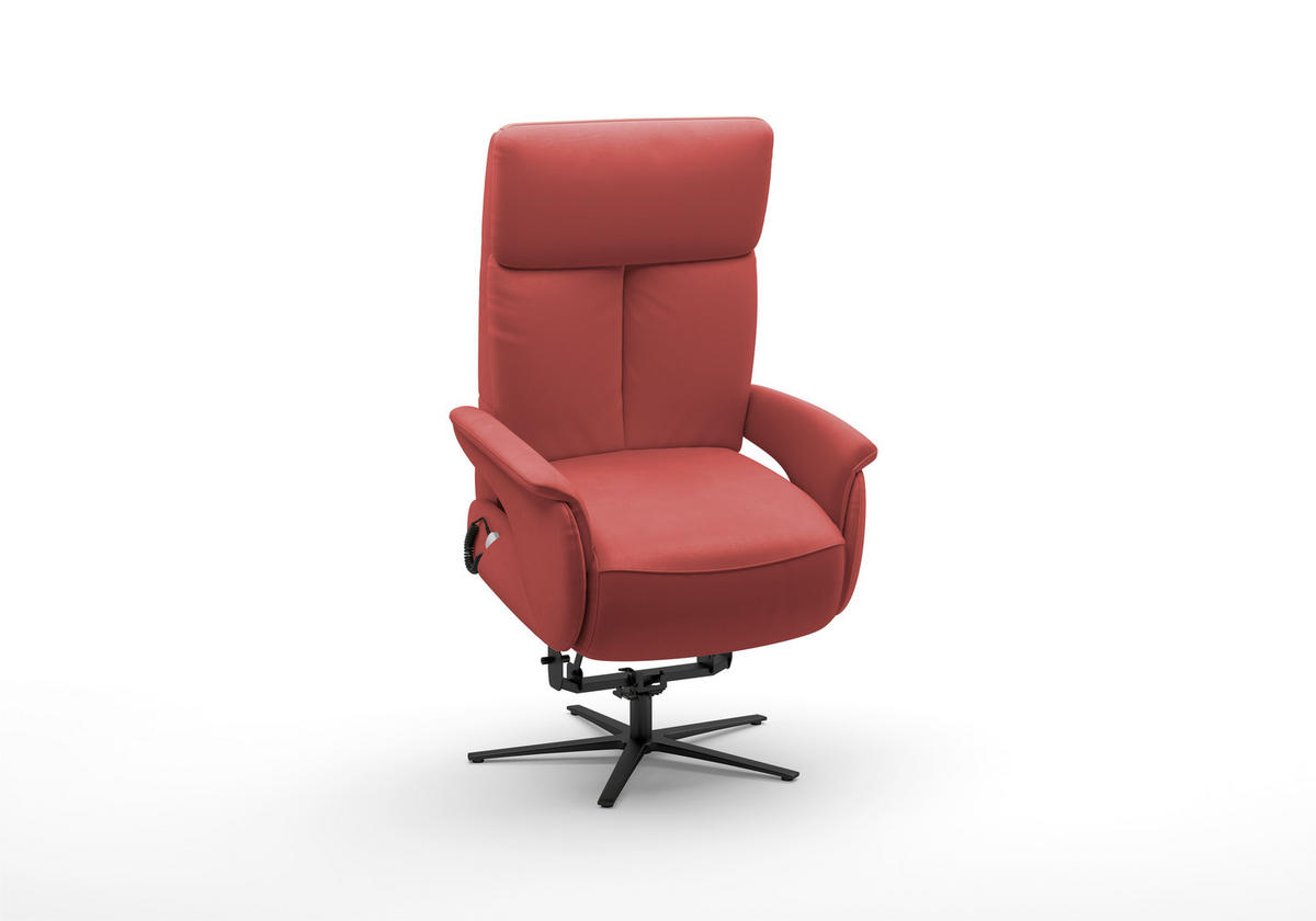 RELAXSESSEL TV TRIPLE SEVEN XTRA LARGE S1 Echtleder Kopfteilverstellung, Aufstehhilfe, Fußteilverstellung, Rücken echt    - Rot/Schwarz, Basics, Leder/Metall (86/111/86cm) - Sit & More