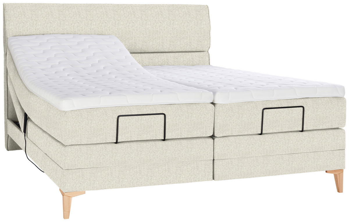 BOXSPRINGBETT 180/200 cm  in Creme  - Eichefarben/Creme, Konventionell, Holz/Textil (180/200cm) - Voleo