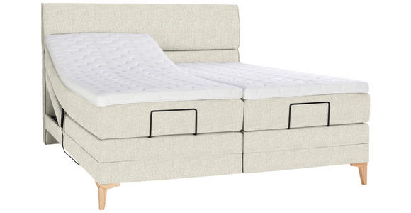 BOXSPRINGBETT 180/200 cm in Creme - Eichefarben/Creme, KONVENTIONELL, Holz/Textil (180/200cm) - Voleo