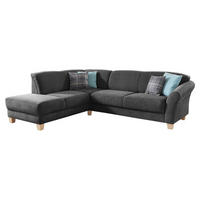 ECKSOFA in Flachgewebe Schwarz  - Schwarz/Naturfarben, Konventionell, Holz/Textil (212/257cm) - Sit & More
