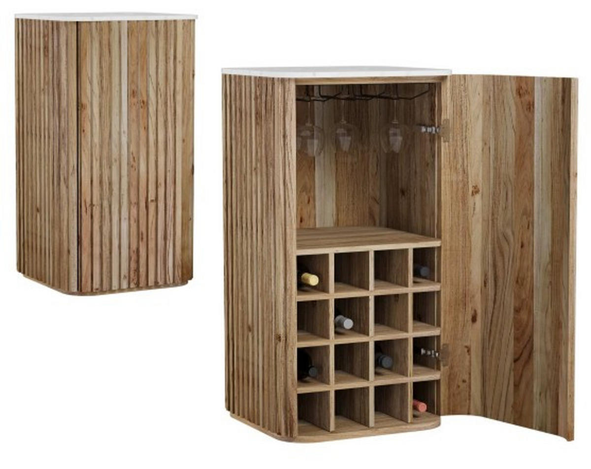 BAR in Weiss, Akaziefarben  - Weiss/Akaziefarben, Modern, Holz/Stein (50/105/50cm) - Livetastic