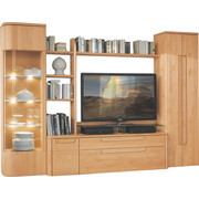 WOHNWAND in Buchefarben - Buchefarben/Schwarz, Natur, Glas/Holz (308,1/215,8/41,6/51,6cm) - Escando Natürlich Wo