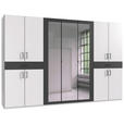 DREHTÜRENSCHRANK  in Graphitfarben, Weiß  - Schwarz/Graphitfarben, KONVENTIONELL, Glas/Holzwerkstoff (313/208/58cm) - Carryhome