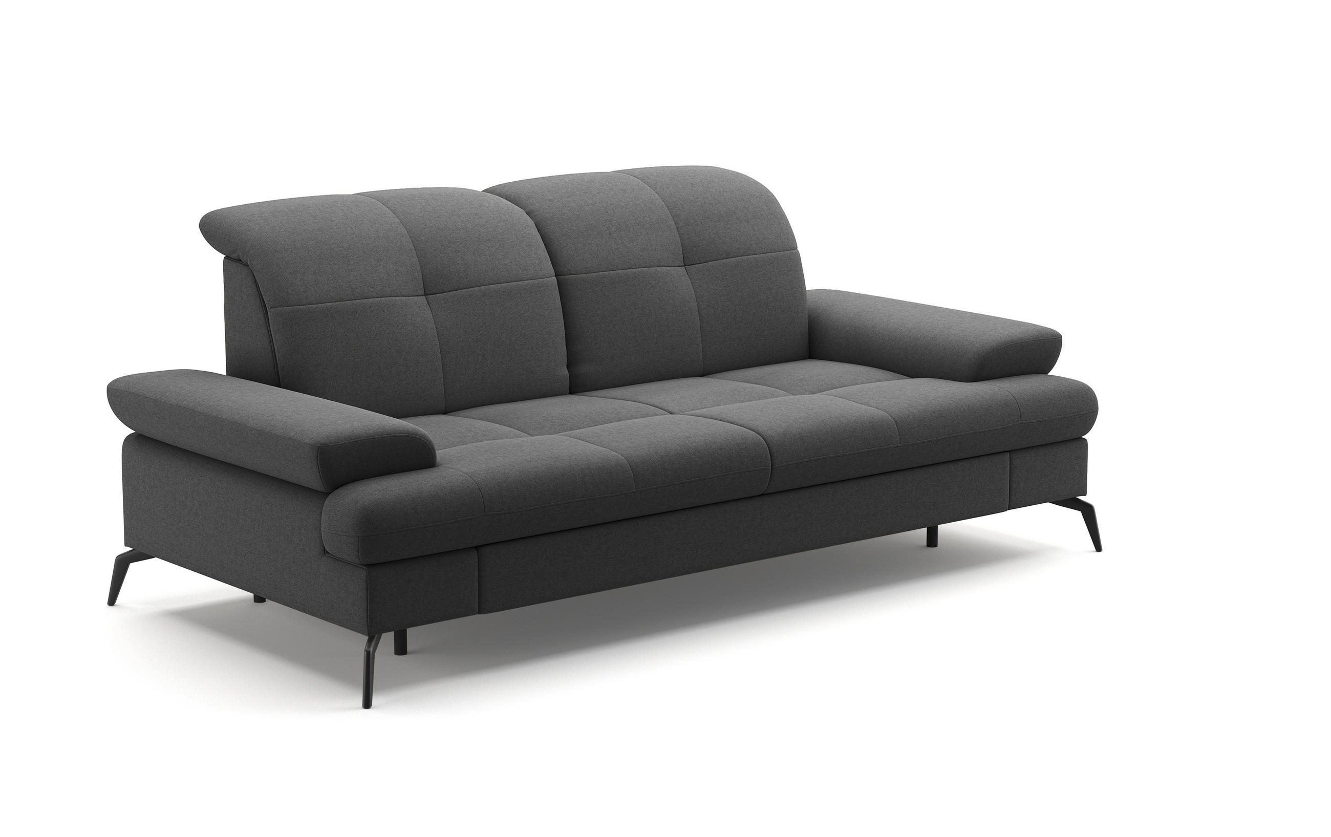 3-SITZER-SOFA Flachgewebe Dunkelgrau  - Dunkelgrau/Schwarz, KONVENTIONELL, Textil/Metall (212/90/122cm) - Sit & More