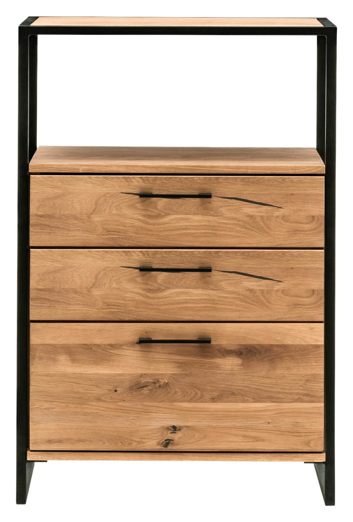 KOMMODE  in 80/108/39 cm  - Eichefarben/Schwarz, Design, Holz/Metall (80/108/39cm) - Linea Natura