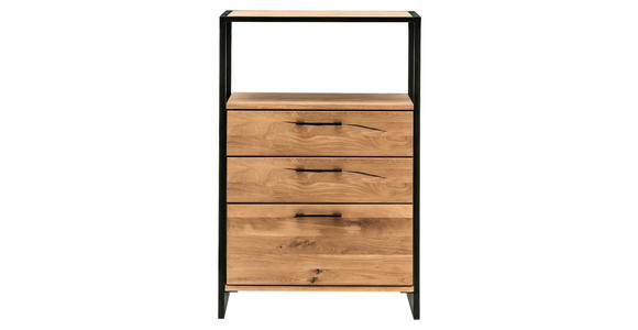KOMMODE , 80/108/39 cm, 2 Schublade(n)  - Eichefarben/Schwarz, Design, Holz/Metall (80/108/39cm) - Linea Natura