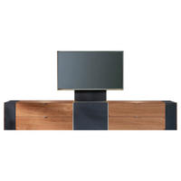 TV-ELEMENT Q-Media Holz, Textil Schwarz, Eichefarben  - Eichefarben/Alufarben, Design, Holz/Textil (303cm) - Musterring