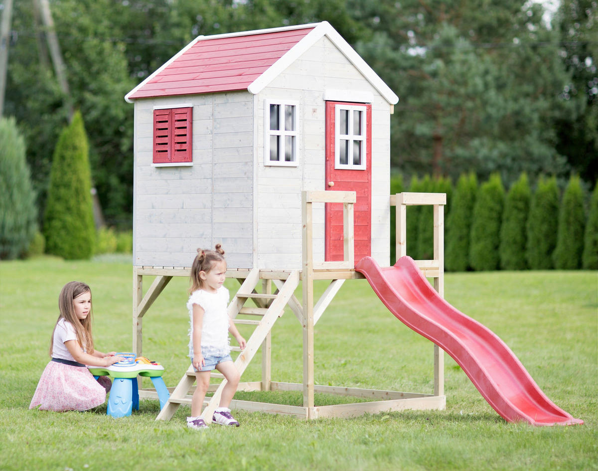 SPIELHAUS 197/242/310 cm  - Rot/Naturfarben, KONVENTIONELL, Holz (197/242/310cm)
