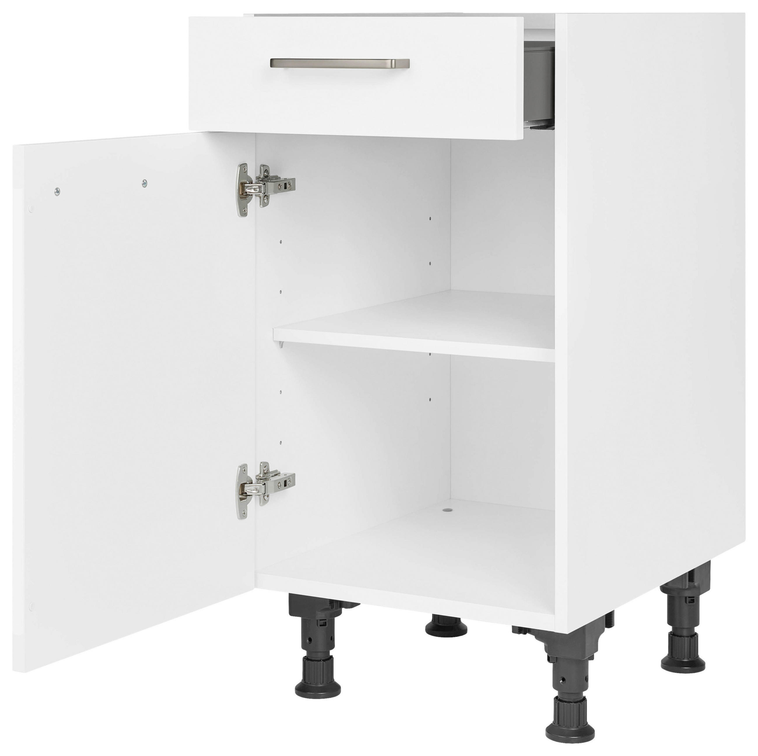 SCHUBKASTENUNTERSCHRANK 45/87/56 cm  in Weiß  - Edelstahlfarben/Weiß, MODERN, Holzwerkstoff/Metall (45/87/56cm) - Nobilia