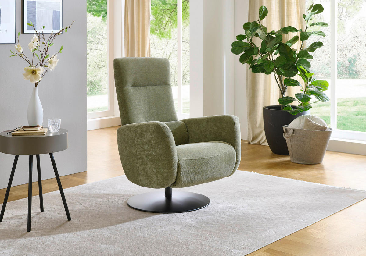RELAXSESSEL Chenille Kopfteilverstellung, Fußteilverstellung    - Schwarz/Olivgrün, Design, Textil/Metall (76/109/83cm) - Beldomo Comfort