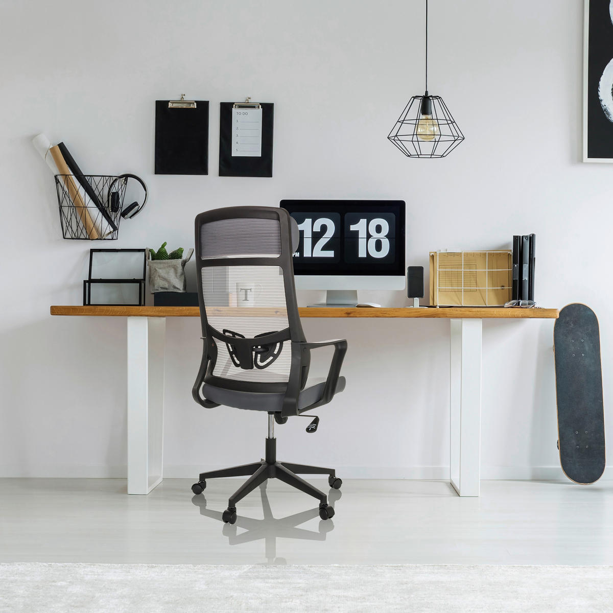 SNURRSTOL  i grå  - svart/grå, Basics, textil/plast (69/122-132/69cm) - MID.YOU