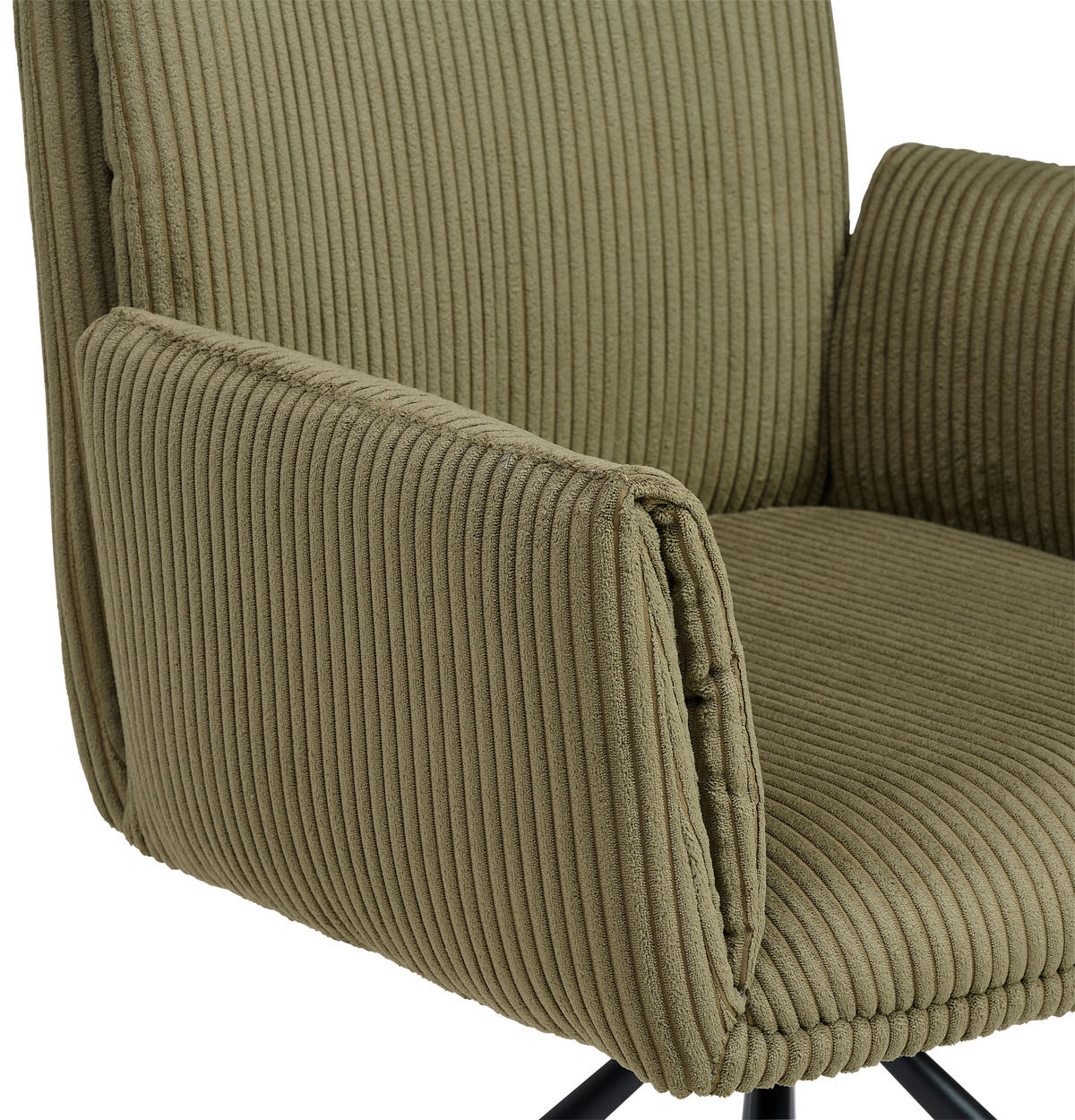 ARMLEHNSTUHL  in Eisen Cord  - Schwarz/Olivgrün, MODERN, Textil/Metall (65/90/62cm) - MID.YOU