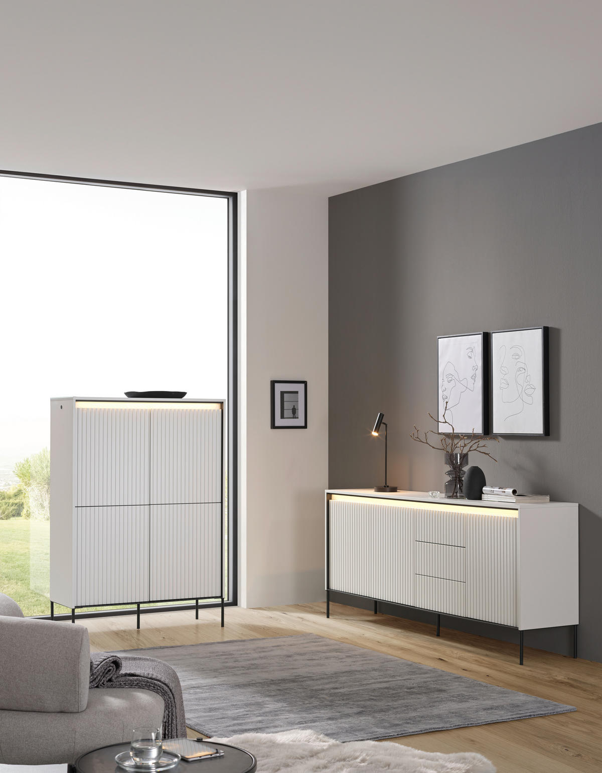 SIDEBOARD 192/82/40 cm  - vit/svart, Design, trämaterial (192/82/40cm) - Niels Andersson
