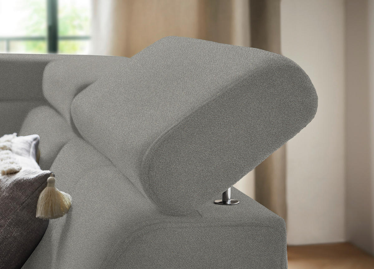 ECKSOFA in Mikrofaser Hellgrau  - Hellgrau/Schwarz, Design, Textil/Metall (260/203cm) - Stylife