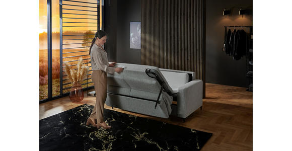 SCHLAFSOFA  in Webstoff Ecru  - Ecru/Schwarz, KONVENTIONELL, Textil/Metall (196/87/103cm) - Dieter Knoll