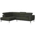 ECKSOFA in Chenille Graubraun 205/280 cm - Graubraun/Schwarz, Design, Textil/Metall (205/280cm) - Xora