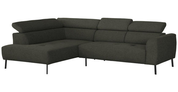 ECKSOFA in Chenille Graubraun 205/280 cm - Graubraun/Schwarz, Design, Textil/Metall (205/280cm) - Xora