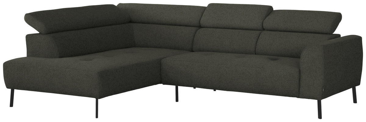 ECKSOFA in Chenille Graubraun  205/280 cm  - Graubraun/Schwarz, Design, Textil/Metall (205/280cm) - Xora