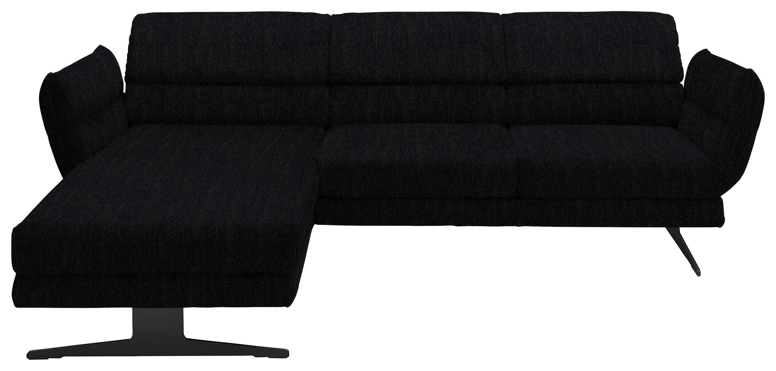 ECKSOFA in Flachgewebe Schwarz  - Schwarz, Design, Textil/Metall (176-217/279-327cm) - Dieter Knoll